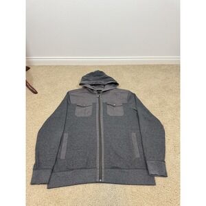 Banana Republic Hoodie Sweater Mens XL Gray Full Zip Knit Pockets Stretch